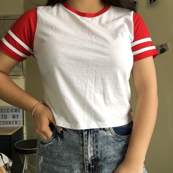 cropped varsity baseball baby tee - Picture 1 of 3